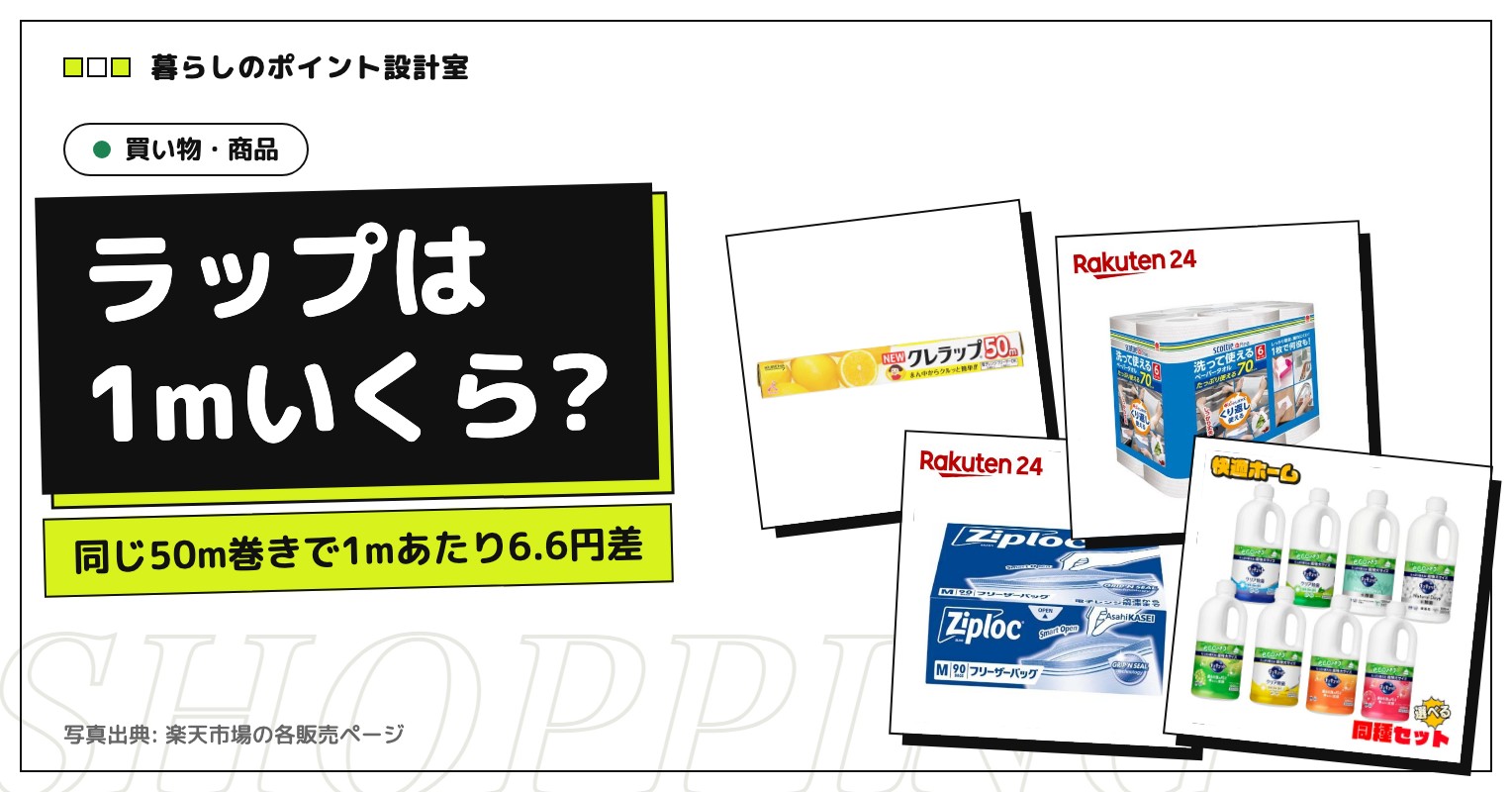 キッチン消耗品5品を1mあたり・1枚あたりの単価で比べる